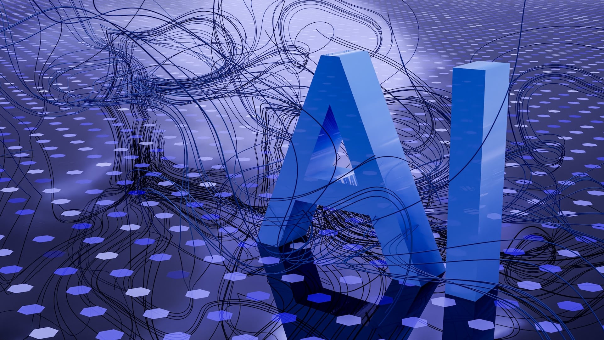 Imagem abstrata que com letras AI que significa Inteligência Artificial